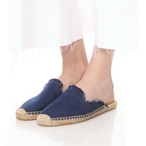 Soludos Frayed Denim Espadrille Mules - Size 9 1/2